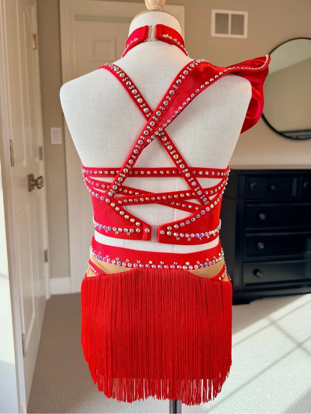 Red Custom Dance Costume!! Stunning and so sparkly!!